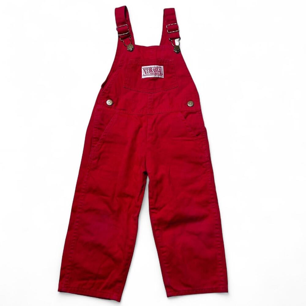Nebraska Huskers Lil’ Fan 80s Vintage College Football Toddler Red Overalls 2T